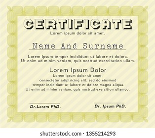 Yellow Diploma. Perfect design. With complex background. Customizable, Easy to edit and change colors. 