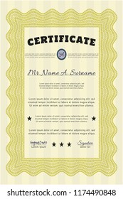 Yellow Diploma. Perfect design. Customizable, Easy to edit and change colors. With linear background. 