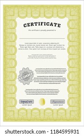 Yellow Diploma. Perfect design. With linear background. Vector illustration. 