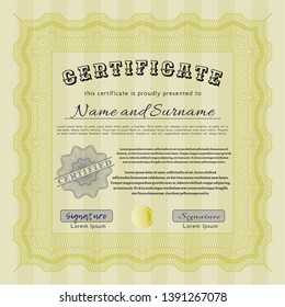 Yellow Diploma. Perfect design. Vector illustration. Easy to print. 