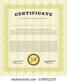 Yellow Diploma. Printer friendly. Customizable, Easy to edit and change colors. Money design. 