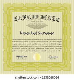 Yellow Diploma. With quality background. Customizable, Easy to edit and change colors. Retro design. 