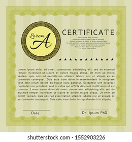 Yellow Diploma. With quality background. Vector illustration. Elegant design. 