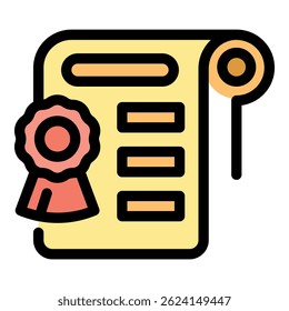 Yellow diploma scroll with red ribbon representing graduation, achievement, and academic success