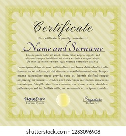 Yellow Diploma. Superior design. Customizable, Easy to edit and change colors. With complex background. 