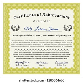 Yellow Diploma template or certificate template. With background. Customizable, Easy to edit and change colors. Modern design. 