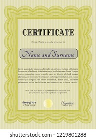 Yellow Diploma template or certificate template. Easy to print. Sophisticated design. Customizable, Easy to edit and change colors. 