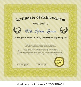 Yellow Diploma template or certificate template. Easy to print. Customizable, Easy to edit and change colors. Modern design. 