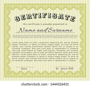 Yellow Diploma template or certificate template. Elegant design. Customizable, Easy to edit and change colors. With background. 
