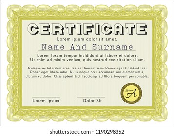 Yellow Diploma template or certificate template. Nice design. Customizable, Easy to edit and change colors. With quality background. 