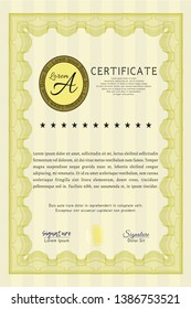 Yellow Diploma template or certificate template. With quality background. Detailed. Beauty design. 