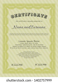 Yellow Diploma template or certificate template. With quality background. Customizable, Easy to edit and change colors. Artistry design. 