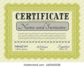 Yellow Diploma template or certificate template. With quality background. Superior design. Customizable, Easy to edit and change colors. 