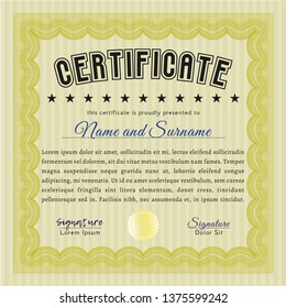 Yellow Diploma template. Complex background. Superior design. Customizable, Easy to edit and change colors. 
