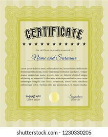 Yellow Diploma template. With complex linear background. Modern design. Customizable, Easy to edit and change colors. 