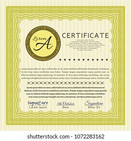  Yellow Diploma template. Customizable, Easy to edit and change colors. With background. Money style design. 