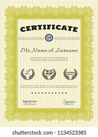 Yellow Diploma template. Customizable, Easy to edit and change colors. Easy to print. Nice design. 