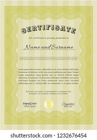 Yellow Diploma template. Customizable, Easy to edit and change colors. Complex background. Beauty design. 