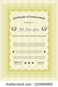 Yellow Diploma template. Customizable, Easy to edit and change colors. Complex background. Beauty design. 