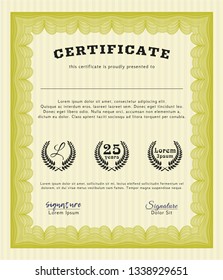 Yellow Diploma template. Customizable, Easy to edit and change colors. With quality background. Good design. 