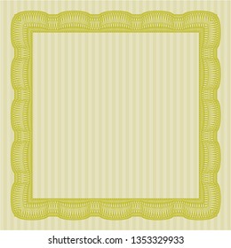 Yellow Diploma template. Customizable, Easy to edit and change colors. With complex linear background. Money Pattern. 