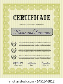 Yellow Diploma template. Easy to print. Customizable, Easy to edit and change colors. Beauty design. 