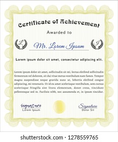 Yellow Diploma template. Elegant design. Customizable, Easy to edit and change colors. With linear background. 