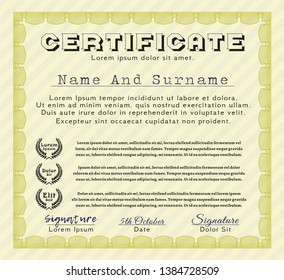 Yellow Diploma template. Elegant design. Customizable, Easy to edit and change colors. With quality background. 