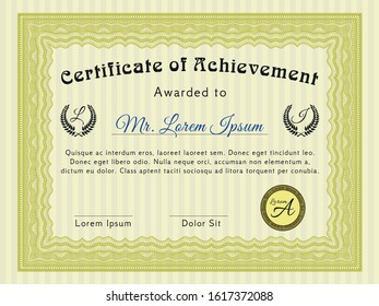 Yellow Diploma template. Excellent design. Customizable, Easy to edit and change colors. With quality background. 