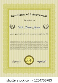 Yellow Diploma template. With guilloche pattern. Customizable, Easy to edit and change colors. Good design. 