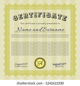 Yellow Diploma template. Modern design. Customizable, Easy to edit and change colors. Printer friendly. 