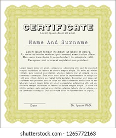 Yellow Diploma template. Perfect design. Easy to print. Detailed. 