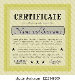Yellow Diploma template. Vector illustration. With quality background. Nice design. 