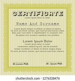 Yellow Diploma. Vector illustration. Complex background. Excellent design. 