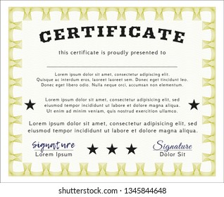 Yellow Diploma. Vector illustration. Complex background. Beauty design. 
