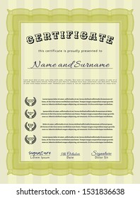Yellow Diploma. Vector illustration. With complex background. Perfect design. 