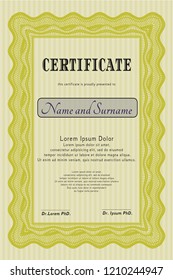 Yellow Diploma. Vector illustration. Easy to print. Beauty design. 