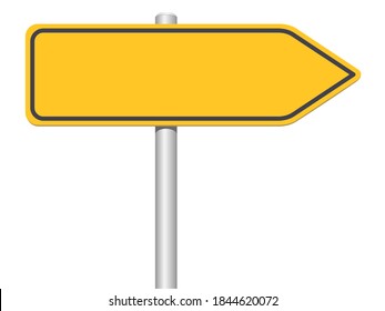 Yellow direction sign on a white background 