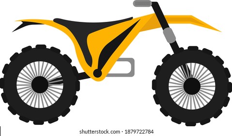 Gelbe Schmutzbikes, Illustration, Vektorgrafik auf weißem Hintergrund.