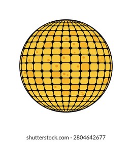 Yellow disco ball vector illustration with mirror ball disco light nightclub reflection entertainment celebration