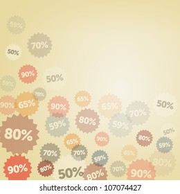 Yellow Discount Background - Labels watermark on orange and light brown background