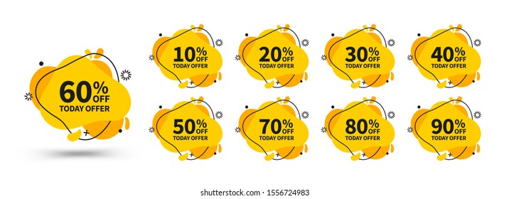 Yellow discount banners set. Vector bright template banners. Template ready for use in web or print design.