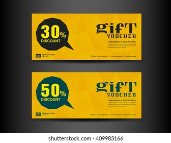 Yellow Discount Voucher template, coupon design,ticket, banner,cards,polygon background
