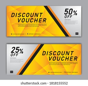 Vector de comprobante de descuento amarillo, plantilla de cupón de regalo, Cupón, tarjeta de descuento, banner de venta, cabeceras, banner web, tarjeta de regalo de idea creativa