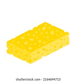 Yellow dishwashing sponge. Flat vector drawing