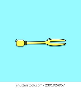 Yellow Disposable Plastic Fruit Cocktail Gabel Mini Gabel Picker blauer Hintergrund Vektorgrafik