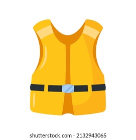 Yellow Diver Vest Icon, Scuba Diving Equipment Design Element. Safety Apparel for Swimming in Sea or Pool Isolated on White Background. Inflatable or Rubber Vest. Cartoon Vector Illustration