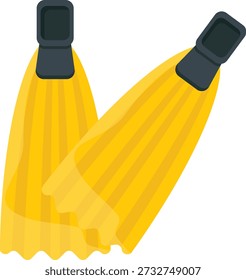 Ilustração vetorial de nadadeiras de mergulho amarelas com preço de 1 crédito, USD $1.