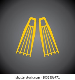 Yellow Diving Flippers icon on black background.