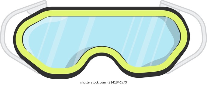 Yellow diving glasses, illustration, vector on a white background.